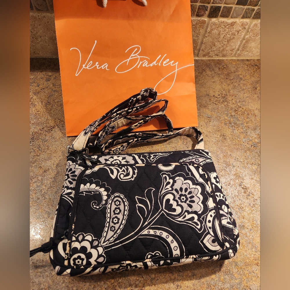 Vera Bradley Paisley Black and Cream Crossbody Bag